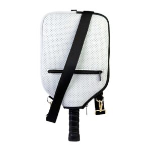 Pickleball Bag Neoprene Crossbody Sling Bag with Adjustable Shoulder Strap Sports Equipment Storage Bag - White