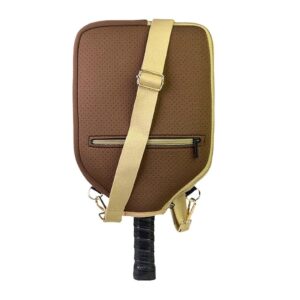 Pickleball Bag Neoprene Crossbody Sling Bag with Adjustable Shoulder Strap Sports Equipment Storage Bag - Brown