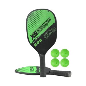 2 Wooden Sports Pickleball Paddle and 4 Pickleball Set with Carry Bag Green