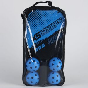 Blue Pickleball Paddles Set of 2 Lightweight Wood Rackets with 4 Pickleballs and Carry Bag Outdoor Sports Equipment for Beginners